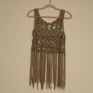 May & July Krochet Fringe Tank Top